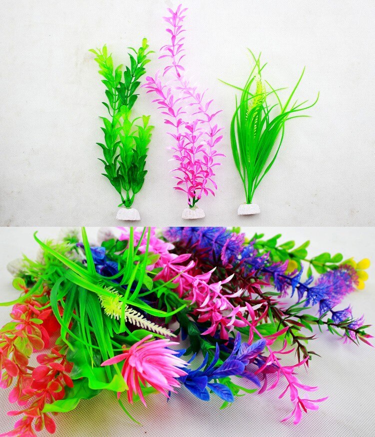 25~28cm PVC Aquatic Plants for Fish Tank Decorations Aquarium Algae Flower Waterweeds Water Plants