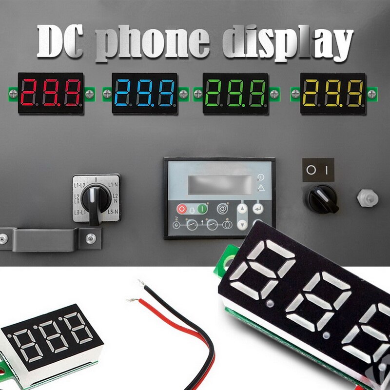 Mini 2/3 ledninger spændingsmåler amperemeter høj nøjagtighed rød / grøn / blå  dc 0v-30v 0.36 "dc spændingsmåler digital voltmeter led display
