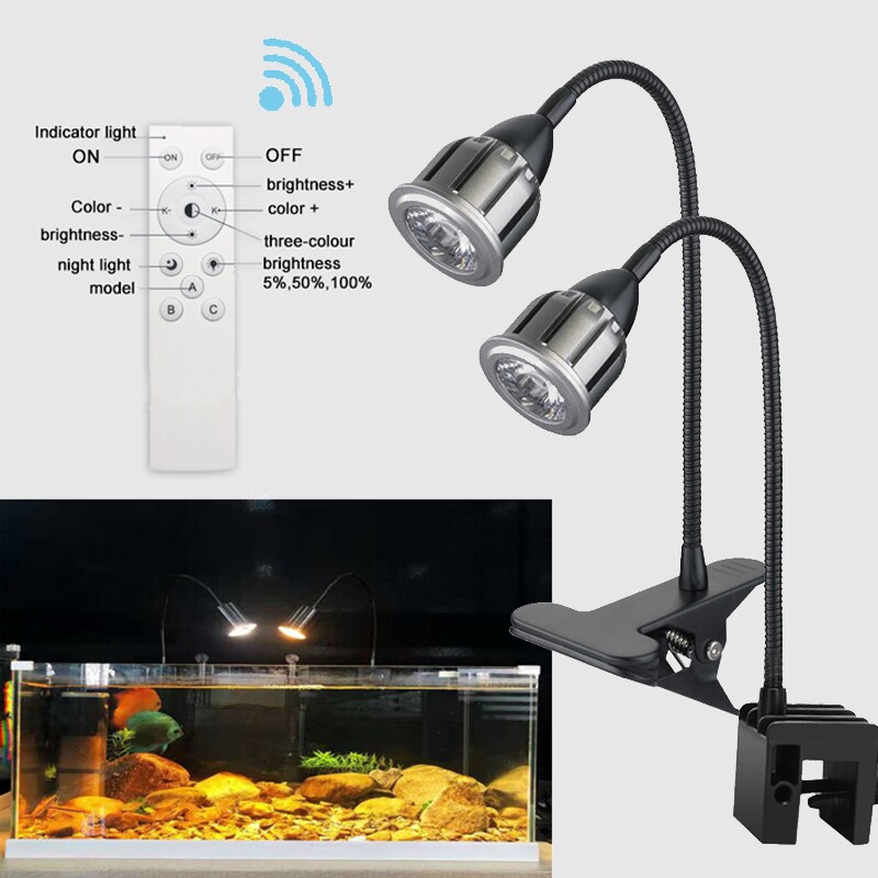Projecteur LED à 3 couleurs avec télécommande COB, éclairage à spectre complet pour aménagement paysager d&#39;aquarium, pour la plantation de petits réservoirs et la décoration