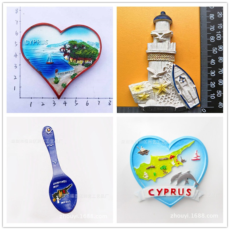 Europe Tourism Fridge Magnet Souvenir Cyprus Heart-shaped Sea View 3d Magnet Fridge Kitchen Accessories Decoration Home