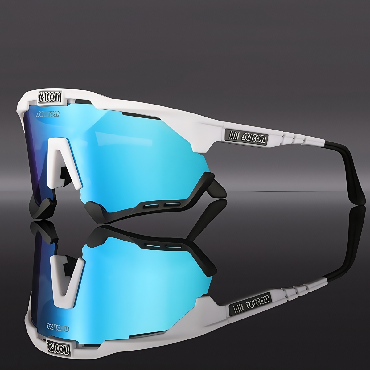 Scicon polariserade/fotokromatiska cykelglasögon  uv400 landsväg mtb cykelglasögon män kvinnor utomhussporter cykelsolglasögon: Grön / Röd