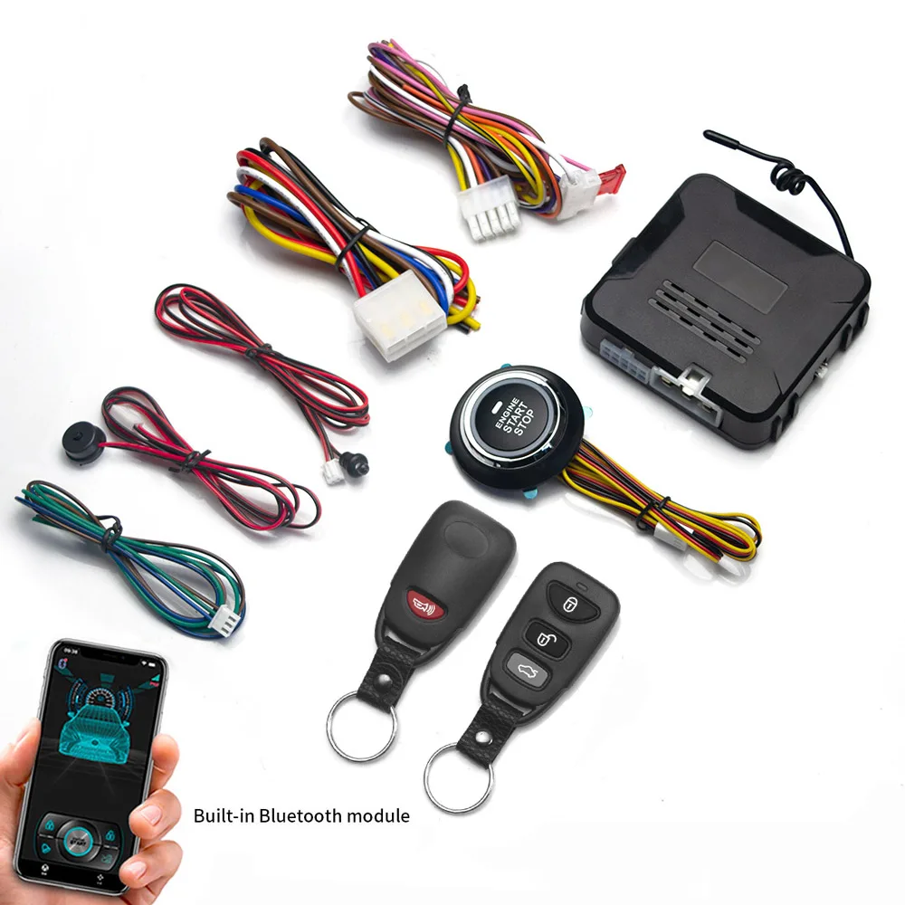Fernstarter und Autoalarm, intelligente App, Fernstart-Stopp-System für Autos, Motor--Anfang-System mit automatischer Zündknopf: Lila