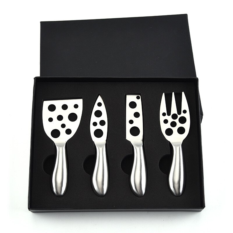 Stainless Steel Handle Cheese Knife 4 PCS Pizza Cutter Baking Tools Cheese Set Spreader Cheese Cutter Hand Cheese Grater: Cheese Hole