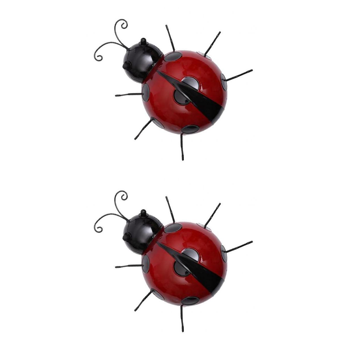 2 stk jern mariehøne metal dyr hængende væg kunst bøjle indendørs udendørs have bolig dekoration , 10cm og 16cm