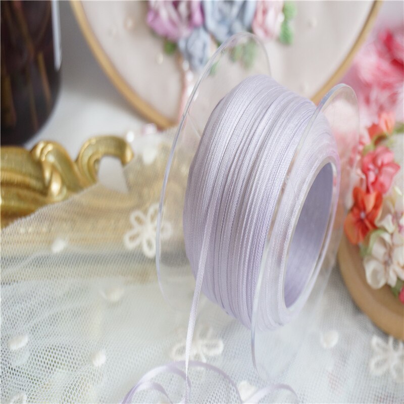Ruban broderie en soie pure ins style | 2mm, couleur unie, 100% taffetas fin, ruban en soie de , artisanat de ruban Anya