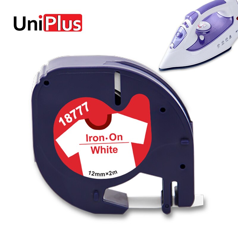 UniPlus tissu fer sur bandes d'étiquettes 18777 Compatible DYMO Letratag 18779 18776 rouge sur blanc 12mm pour imprimante d'étiquettes DYMO LT100H