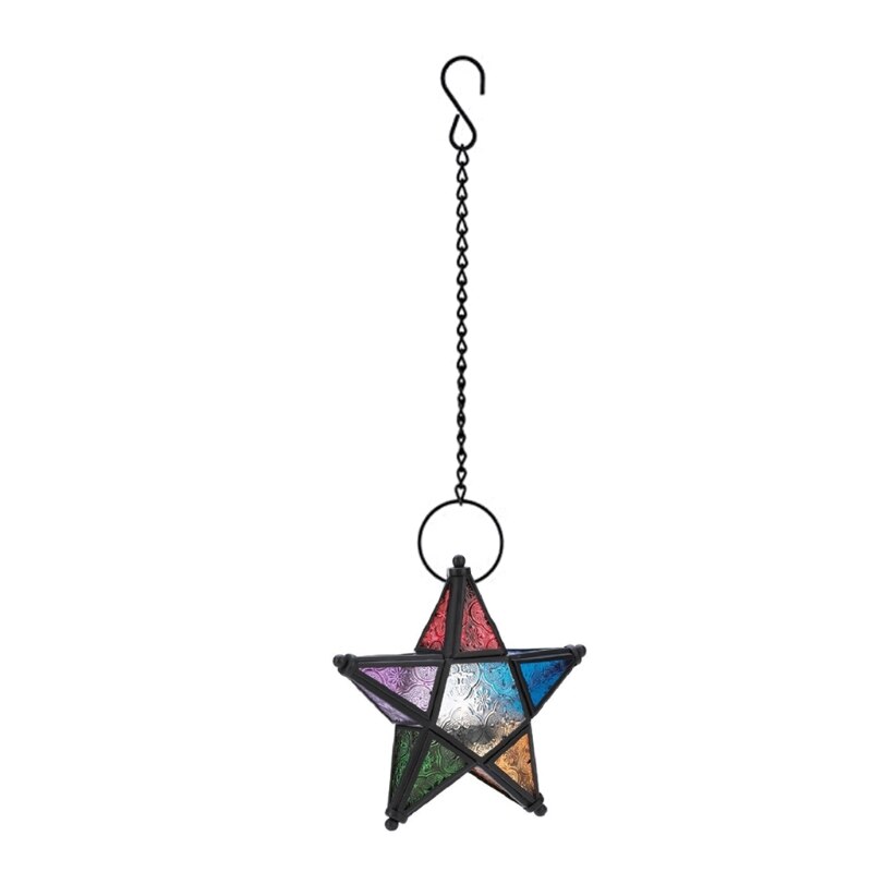 Ster Glas Votive Waxinelichtje Houder Opknoping Verlichting Lantaarn Bruiloft Geboorte 270B