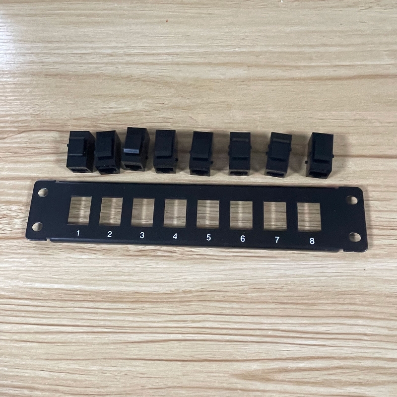 8 porte etero CAT6 Patch Panel RJ45 cavo di rete adattatore Keystone Jack Ethernet telaio di distribuzione UTP 19in D5QC