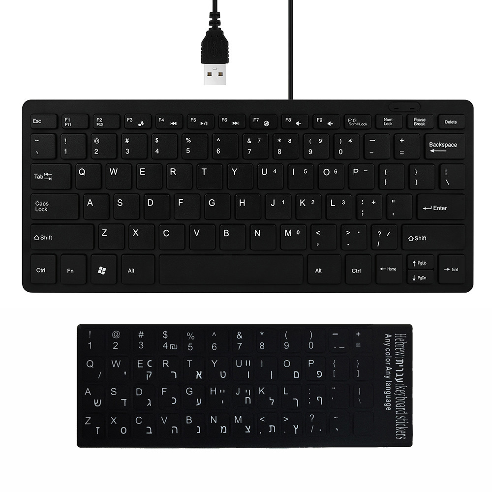 Ultracienka klawiatura przewodowa USB 2.0 Mini Multimedia 78 klawiszy PC Laptop klawiatura do gier z hiszpańską arabską rosyjską hebrajską naklejką: Różowy