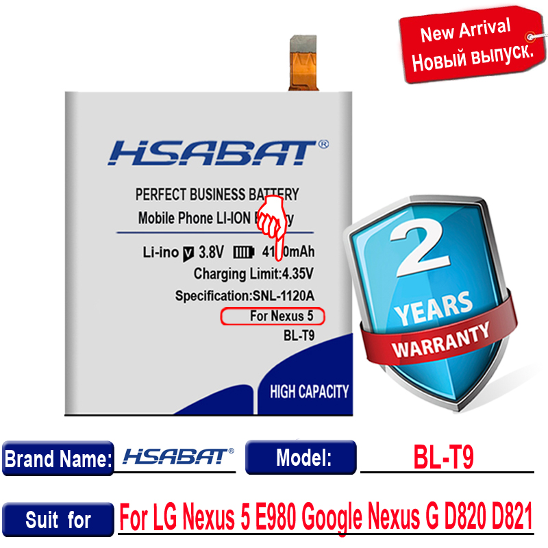 [Hsabat] 4400Mah BL-T9 Vervangende Batterij Voor Lg Nexus 5 Google5 BLT9 D820 D821