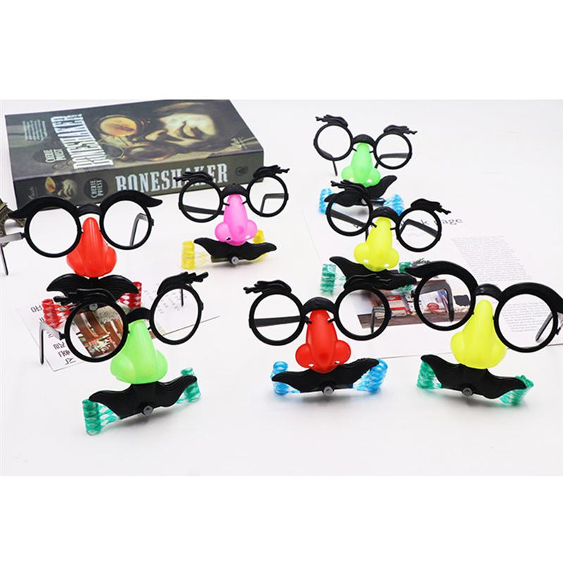 2pcs Funny Glasses Round Frame Whistle Mustache Blow Out Dragon False Nose Prank Glasses Joke Props for Kids Adults