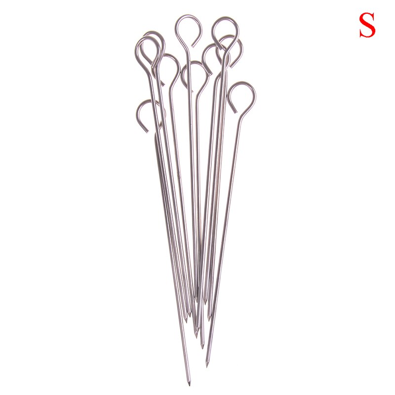 10pcs Outdoor Camping Picnic Meat Goose Round Roast Skewers Stick Stainless Steel BBQ Needle Barbeque Skewers Kitchen Utensils: S