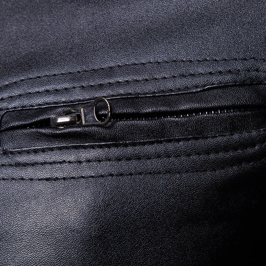 Mens Biker Moto Jacket Stand Collar Motorcycle Faux Leather Casual Jackets Male Black PU Coat Long Sleeve Large Size 3xl