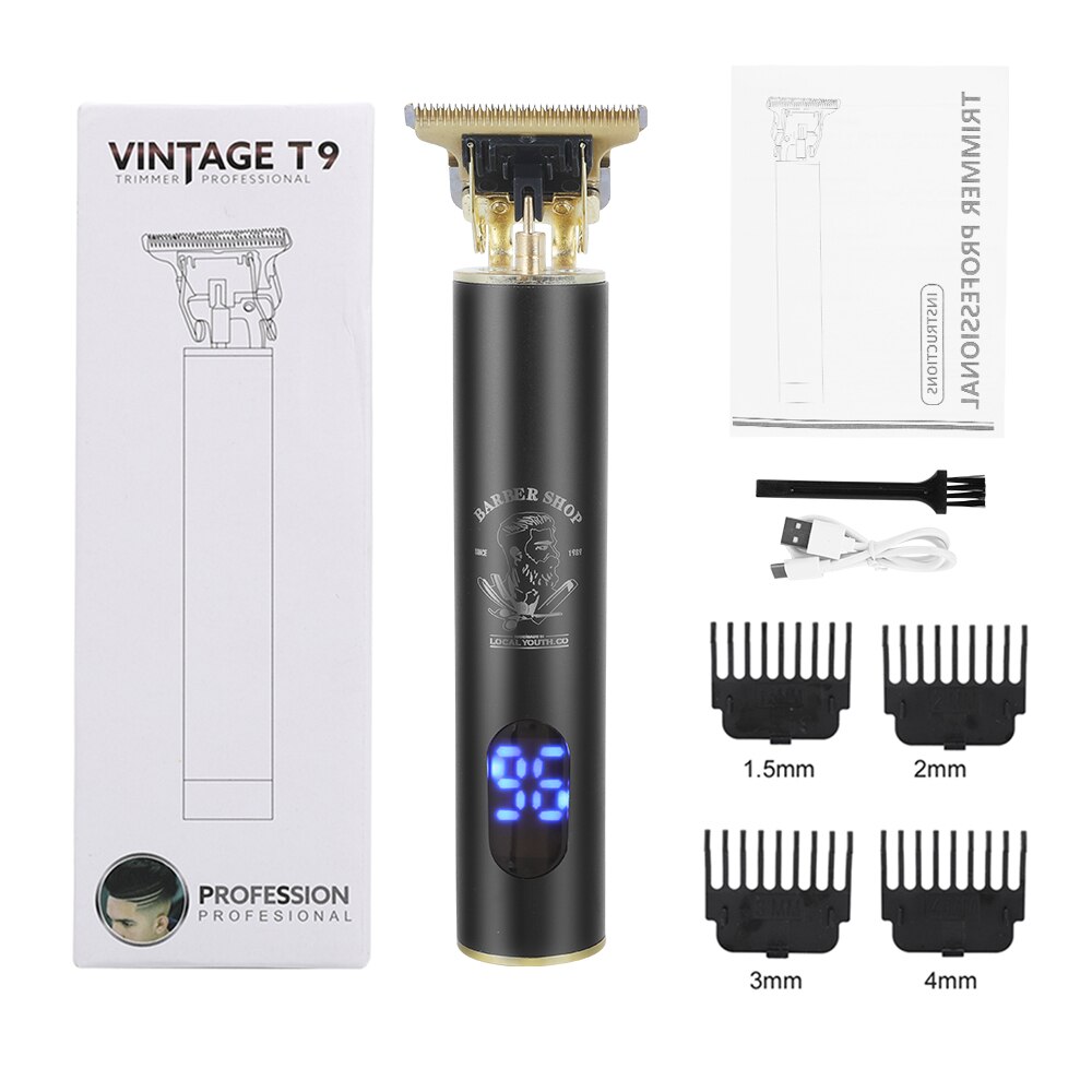 LCD Display Hair Trimmer Clipper Electric Cordless Shaver Trimmer Men Barber Hair Cutter Machine Hair Cut Cloth Hair Style Tool: LCD black