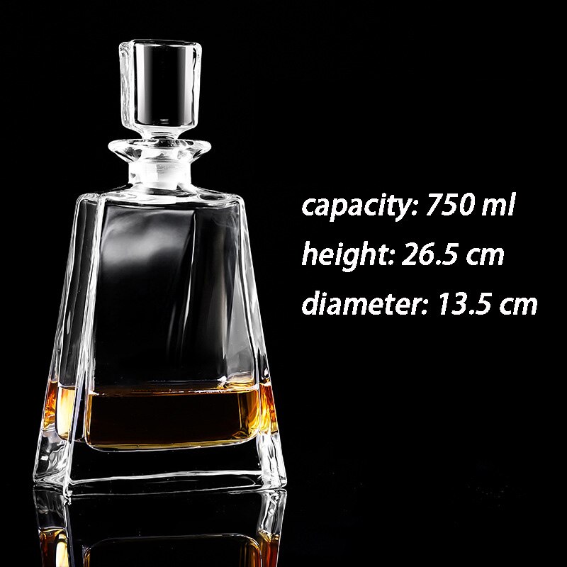750 ml Trapezoidale elegante per la casa di cristallo senza piombo bottiglia di Whisky decantatore