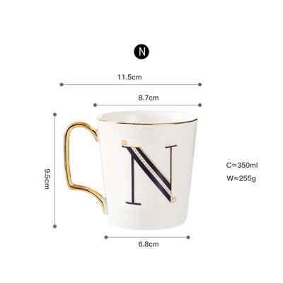 EWAYS – tasse à café en porcelaine avec poignée dorée, pour Couple, avec lettres créatives, d'anniversaire et de mariage: 12