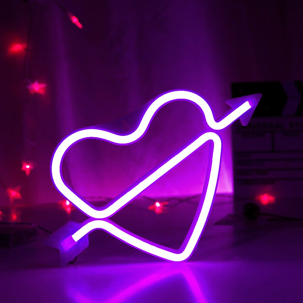 Heart Arrow Shape LED Neon Light Colorful Rainbow Neon Sign Wall Hanging Night Lamp for Home Party Wedding Festival: 05