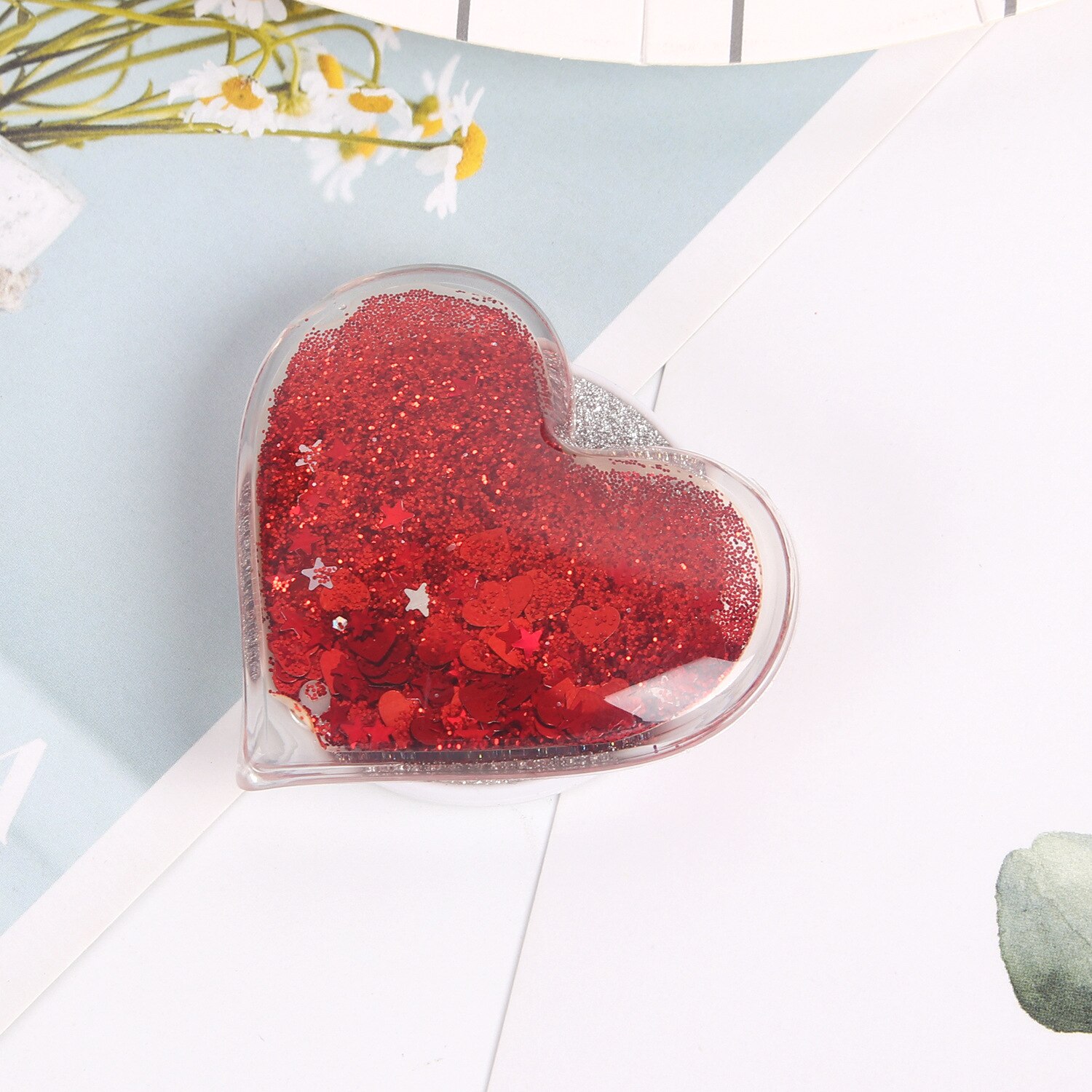 universal heart-shaped glitter mobile phone finger ring holder handle airbag holder accessories iPhone: 4