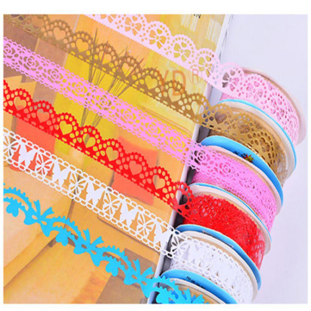 1pcs 18mm DIY Candy Color Washi Lace Tape Sticker Roll Decorative Scrapbooking Paper Masking Tape Self Adhesive Ornament Tape