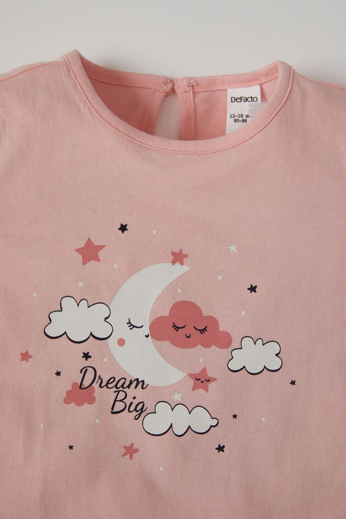 Defacto Lente Babygirl Homewear Baby Girl Leuke Maan Patroon Korte Mouw Pyjama Set Kids Kinderen Clothing-T8950A221SP