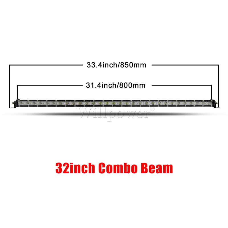 Offroad 4X4 Car Hood Bullbar 7" 13" 20" 25" 30" 38" Slim LED Light Bar Pickup UTV SUV Bumper Flood Fog Spotlights Driving Lamp: 32in Combo Beam