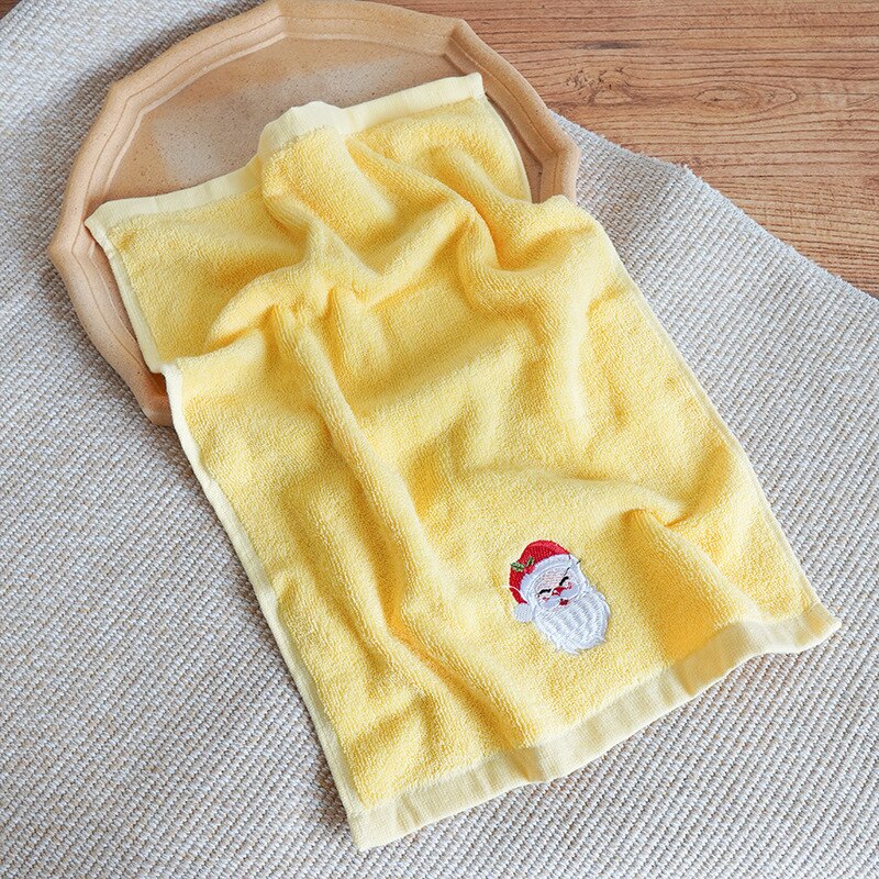 Cotton Christmas Towel, Santa Claus Set Face Towel: Yellow