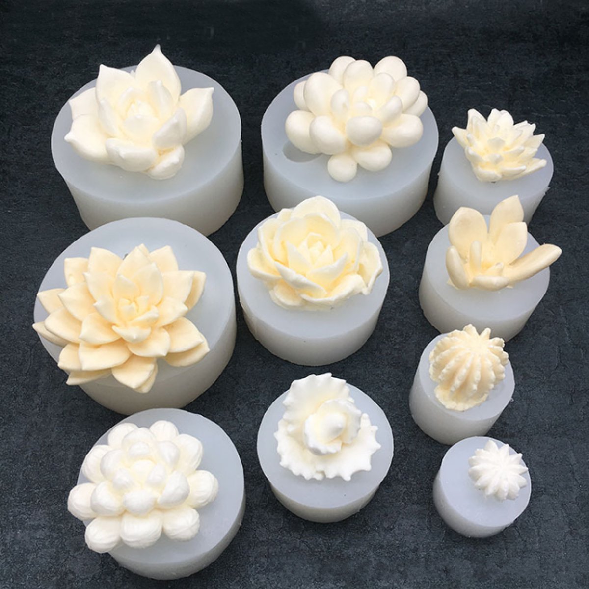 Molde para macetas de flores de silicona suculenta, molde para hacer jabón de Chocolate Fondant, maceta de cemento, molde para macetas, artesanías DIY, 7 patrones