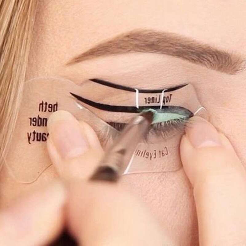 Plantilla para delinear ojos, plantilla para delinear ojos, plantilla para delinear ojos, modelos de ojos, conformación de la plantilla, herramientas de maquillaje, 2 unids/lote