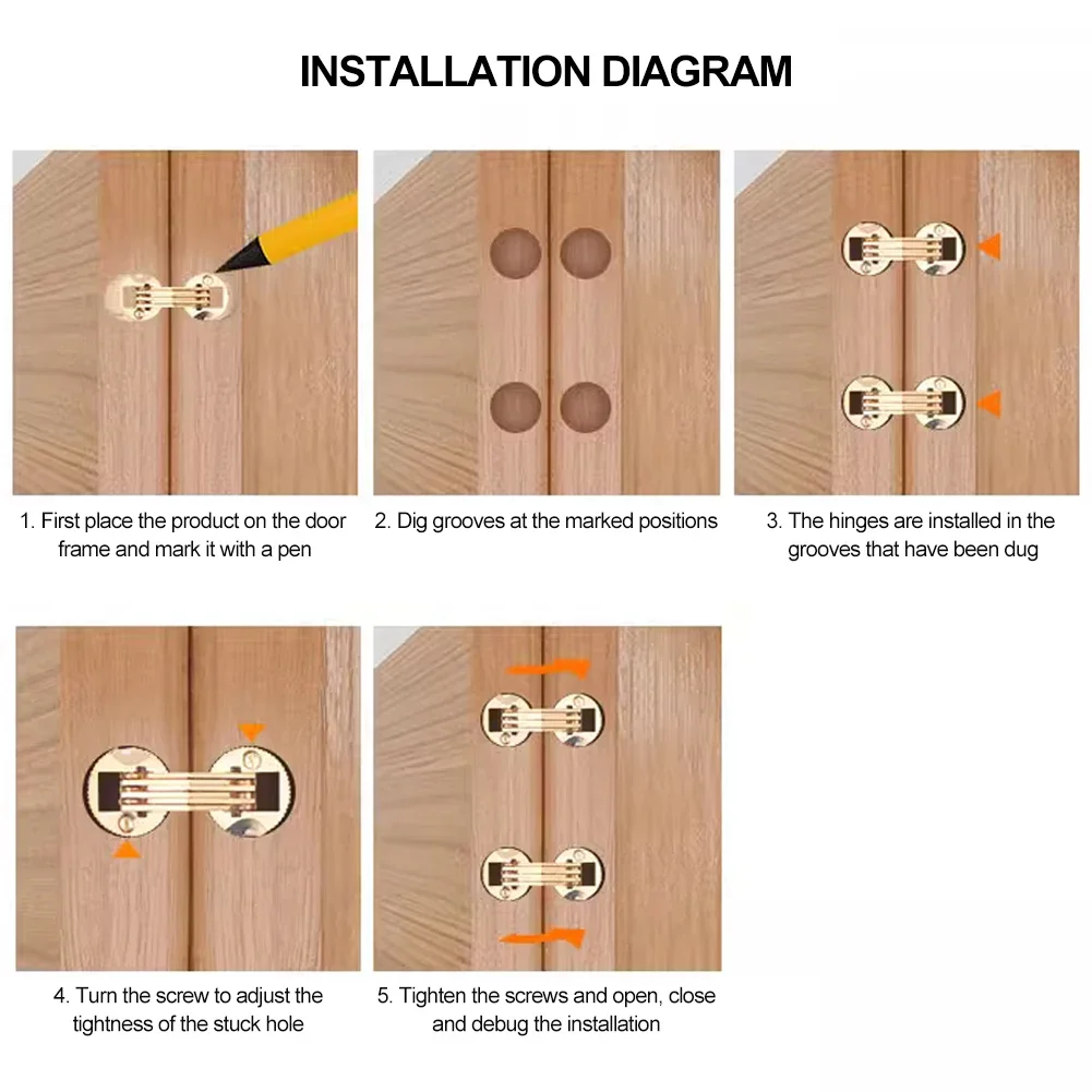 Bisagras de barril de cobre de 8/10/12/14/16mm, gabinete oculto cilíndrico, bisagras invisibles de latón, Hardware de montaje para muebles