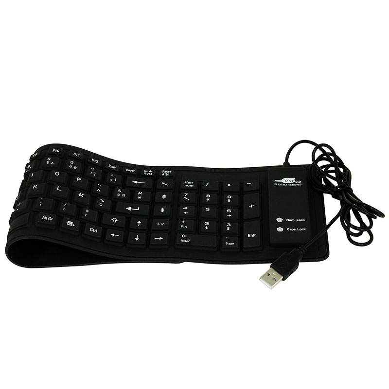 JONSNOW Keyboard French Language 103 Keys Folding Wired Waterproof Soft Silicone Keyboard for Laptop Desktop Tablet Computer