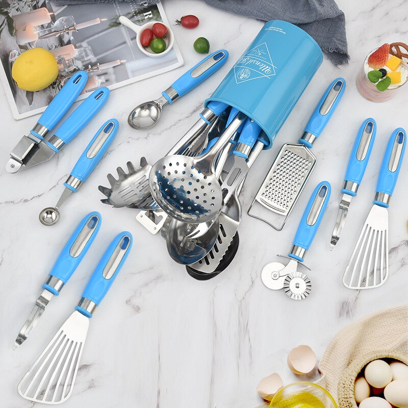 11PCS Stainless Steel Cooking Utensils Kitchen Utensil Set Cooking Spoon and Spatula Baking Utensils Kitchen Gadgets Combination