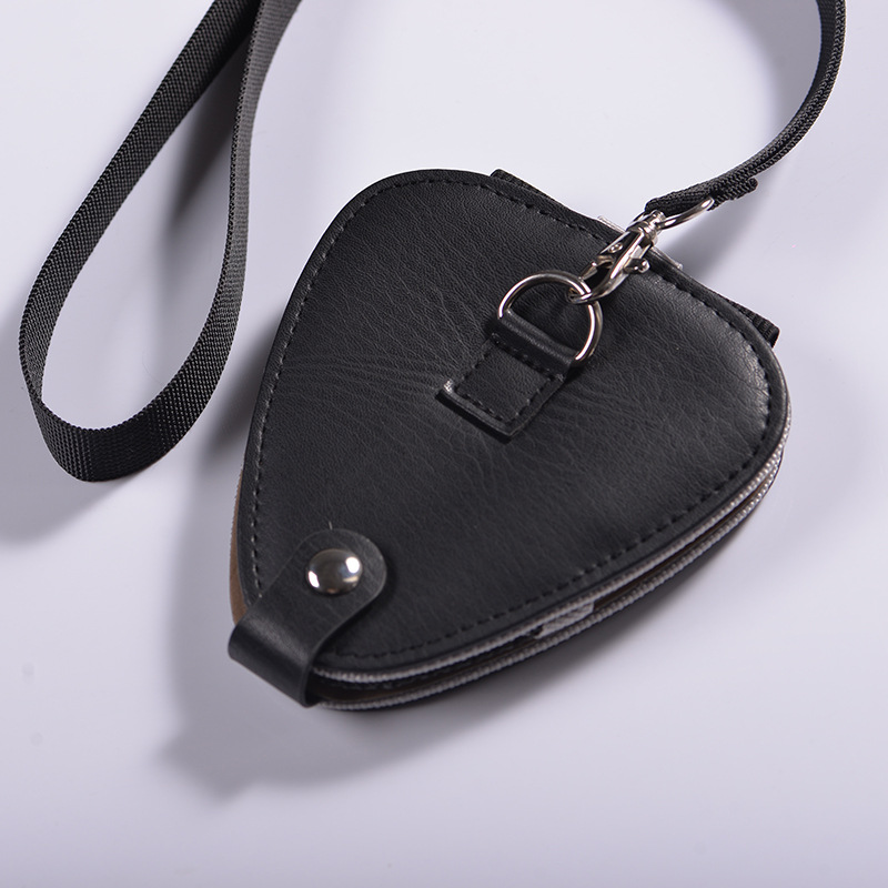 Porte-médiator pour guitare en cuir, 21 pièces, portefeuille, plectre électrique acoustique 0.46 0.71 0.96mm, mélange de noir, forme Triangle carré