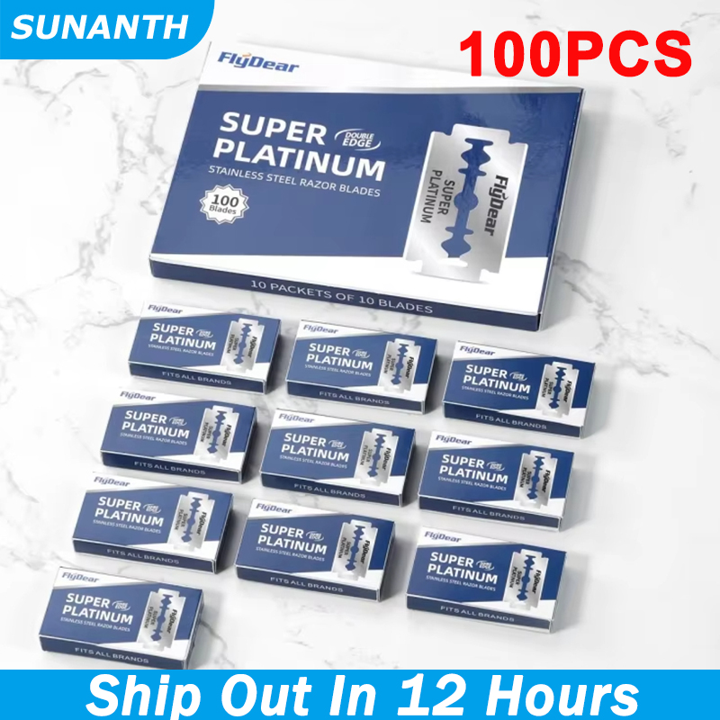 100 kpl -10 kpl ruostumattomasta teräksestä valmistettua turvapartahöylää, kaksiteräiset partakoneet miesten parturi- ja parranajokarvanpoistoon