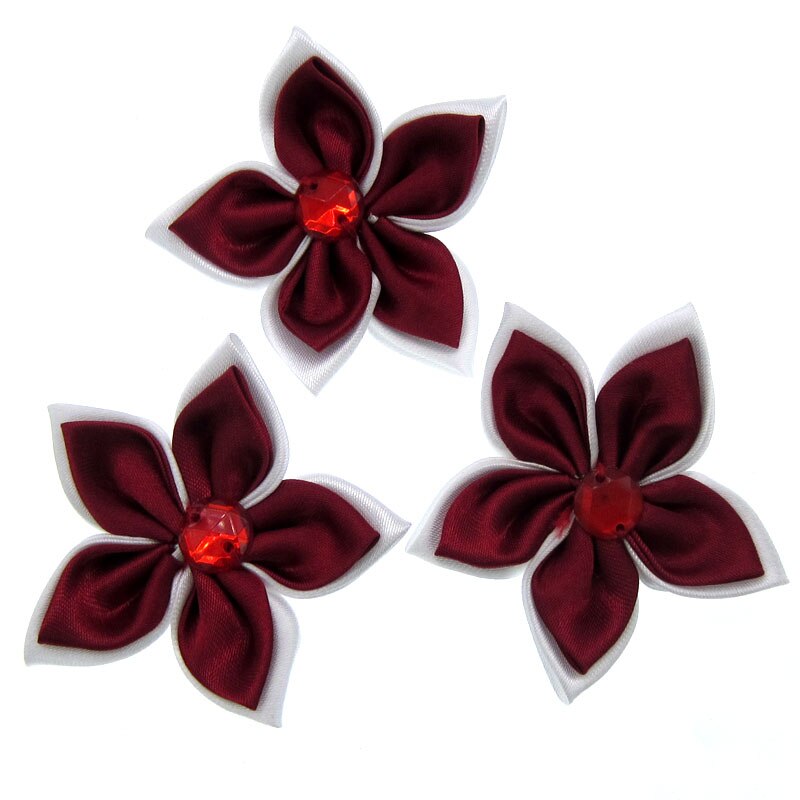 20 Stücke Satin- Blumen Strass Sternförmigen 2 Schichten Applikationen Nähen Haar Bogen Zubehör Handwerk Dekorationen 5,0 cm: Muster 8
