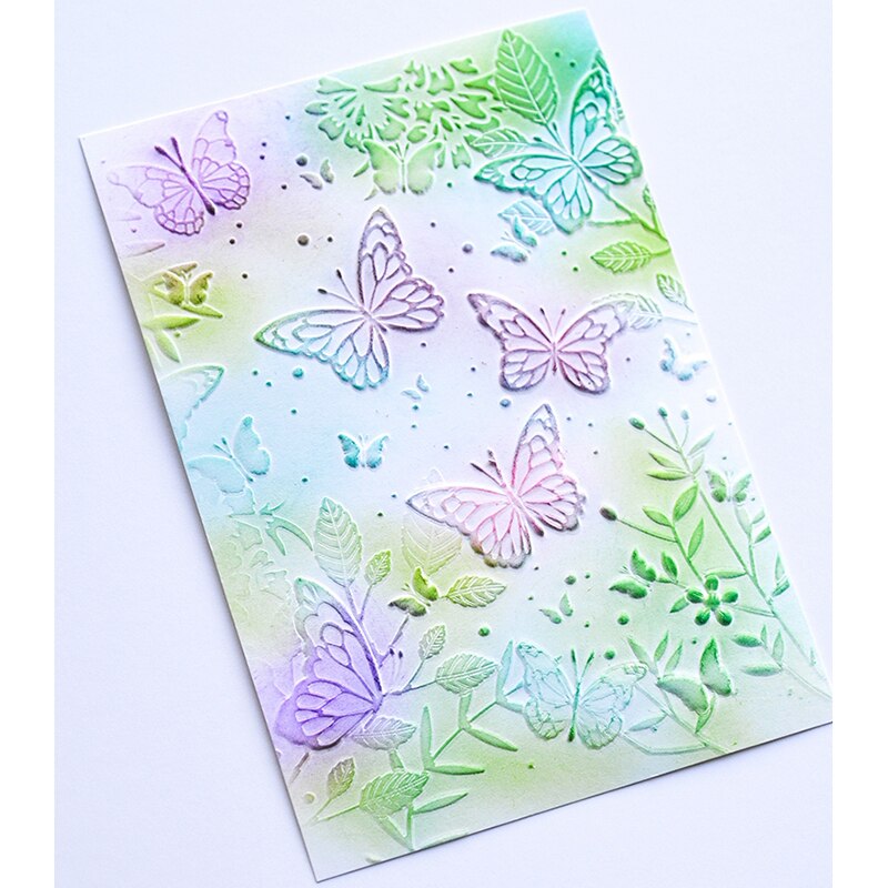 Carpeta en relieve para hacer diseños en 3D, Fondo de de mariposa, tarjeta de felicitación, álbum de recortes, sin sellos y troqueles de corte de Metal, novedad de