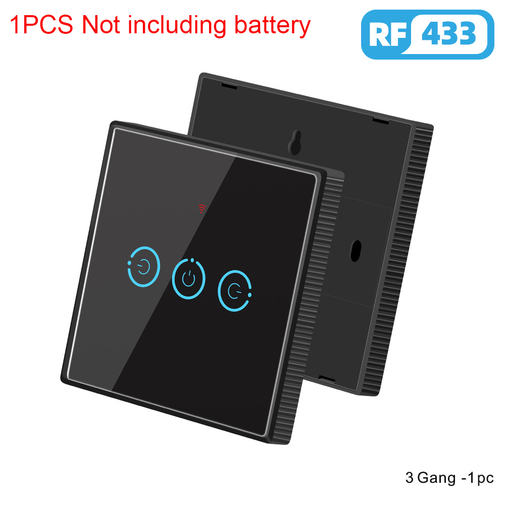 RF433Mhz Wireless Touch Switch Smart Home trasmettitore pulsante 1/2/3 Gang Led Lights pannello in vetro Wall funziona con 433Mhz: Bundle3