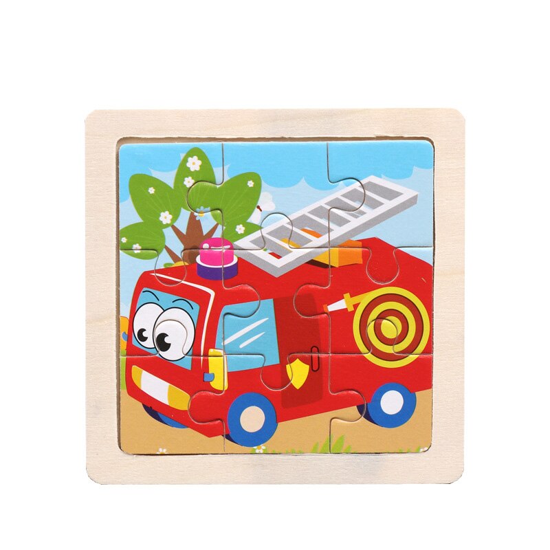 Intelligence Kids Toy Wooden 3D Puzzle Jigsaw Tangram for Children Baby Cartoon Animal/Traffic Puzzles Educational Learning Toys