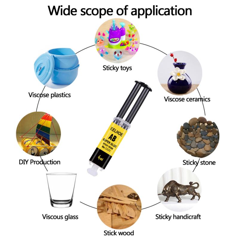 Pegamento AB para hierro, acero inoxidable, aleación de aluminio, vidrio, plástico, madera, mármol, adhesivo fuerte de secado rápido, epoxi, 4/25ML