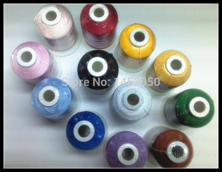Simthread 12 Basic Colors/Kit Polyester Embroidery Thread for Brother / Babylock / Janome / Singer / Pfaff Embroidery Machine