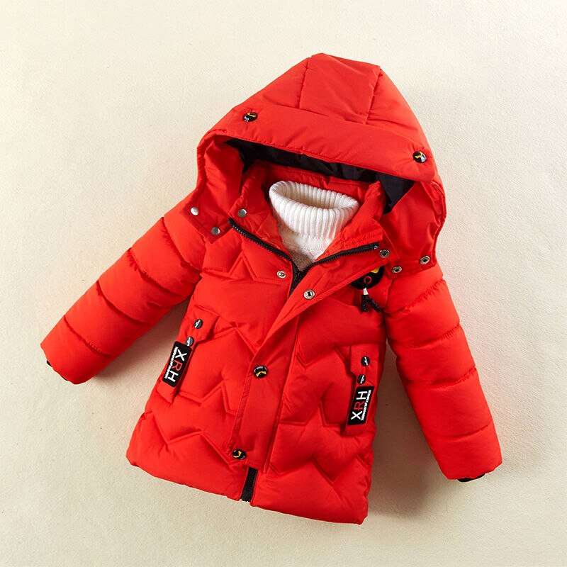 Ins Kinderen Gewatteerde Jas Kid 'S Winter Kleding Dikke Knappe Mid-Lengte Golvend Quilten Line Kids Parka hooded 3 Kleuren: red / 140