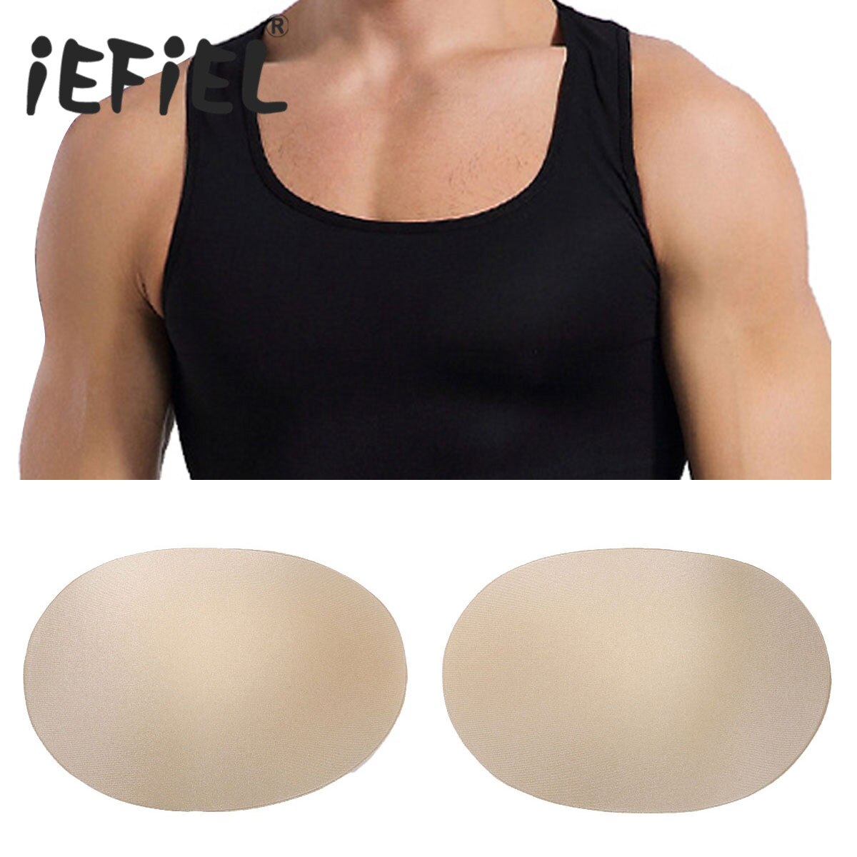 iEFiEL Male Men&#39;s Self-Adhesive Padded Underwear Chest Muscle Enhancers Invisible Soft Chest Muscle Push-up Pads Enhancers