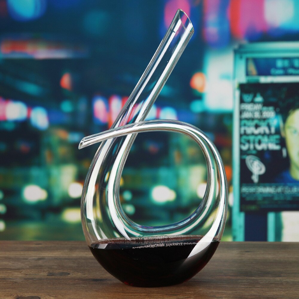 Crystal High Grade 1500ml Spiral 6-shaped Wine Decanter Box Harp Swan Decanter Wine Separator Decanter Set