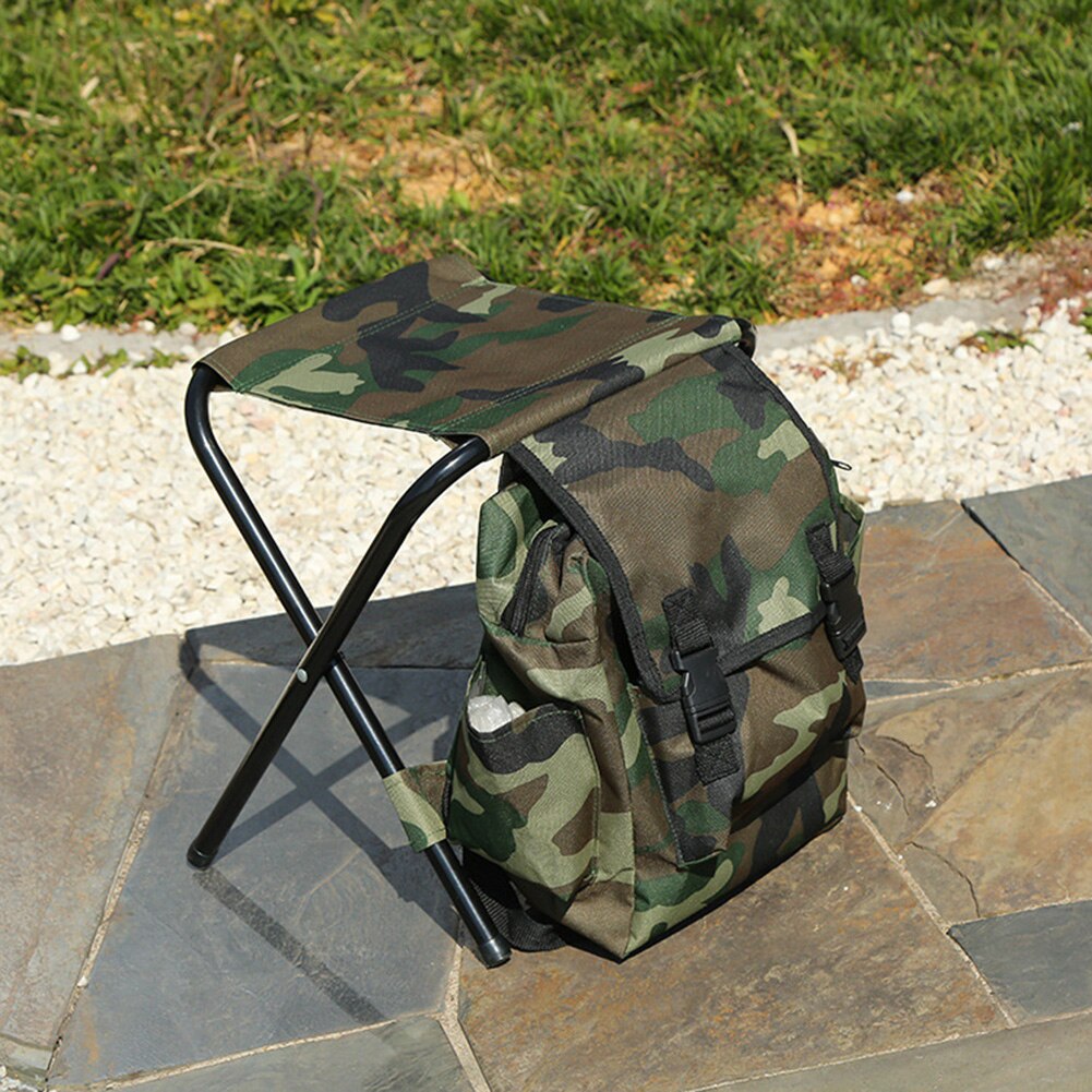 Sammenfoldelig camping fiskestol rygsæk fiskestol rygsæk med picnic taske til udendørs vandretur sæde taske 600d oxford klud
