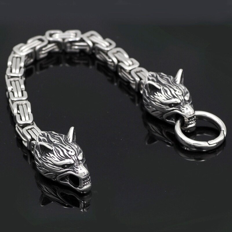 Metal viking ulv hoved armbånd royal kejser kæde armbånd mænd smykker