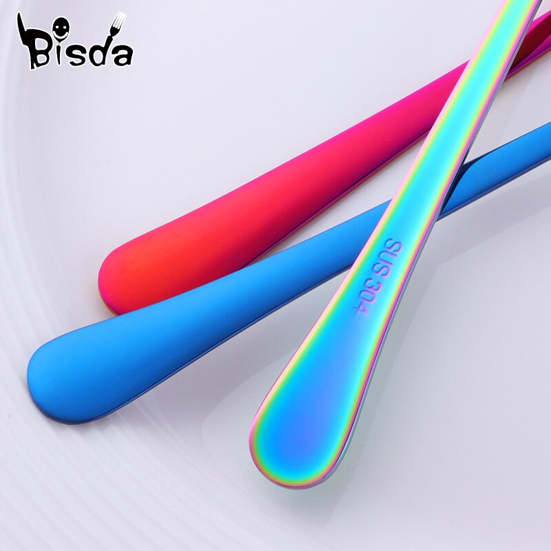 1 Pc Rvs Dessert Lepel Lange Steel Ice Scoop Kleine Koffie Lepels 8 Kleuren Mooie Servies voor Kit party Tools