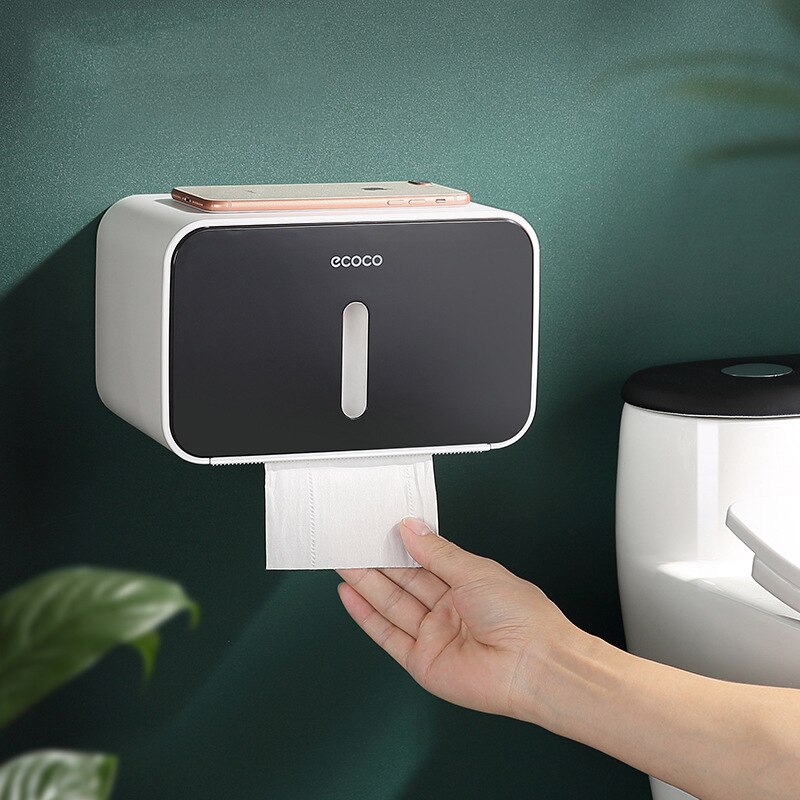 Bathroom Waterproof Toilet Paper Holders Wall Mounted Storage Box Double Layer Plastic Paper Holders Portable Tissue Box