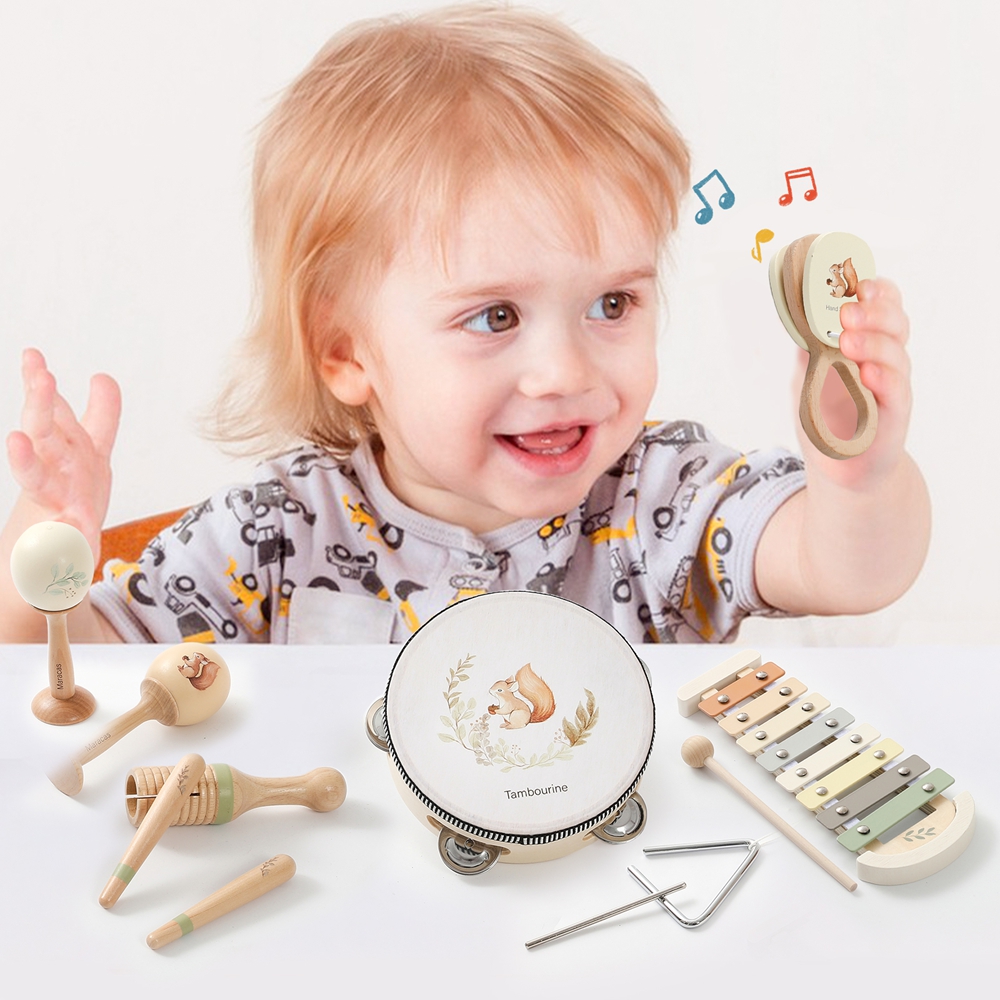 Muziekinstrumenten Montessori Muziek Baby 0-12 Maanden Speelgoed Drum Xylofoon Kinderen Vroege Educatieve Houten Instrumenten Baby Speelgoed