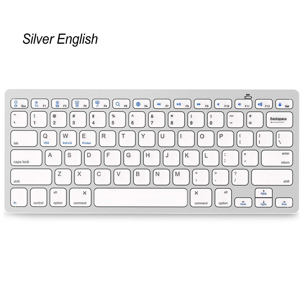 Multi-Lingual Universal Wireless Bluetooth Keyboard Ultra Slanke Draadloze Toetsenbord Compatibel Voor Ios Ipad Android Tabletten Windows: US-Silver