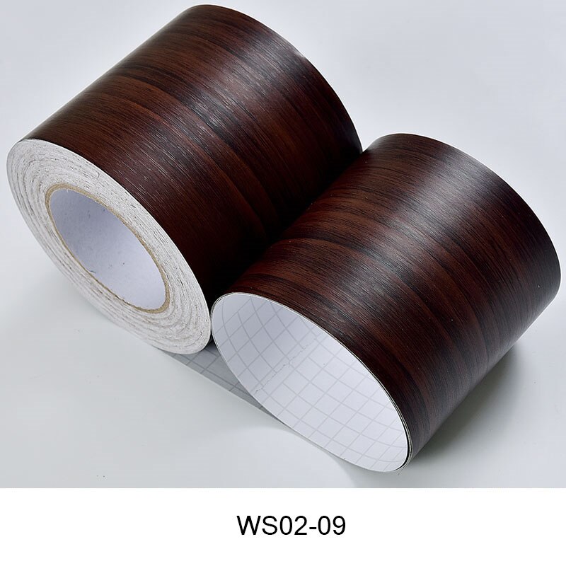 Självhäftande midjeklistermärke väggdekor pvc vattentät kakel badrum väggdekal trä ådring dekor sockel vinyl tapet: Ws02-09