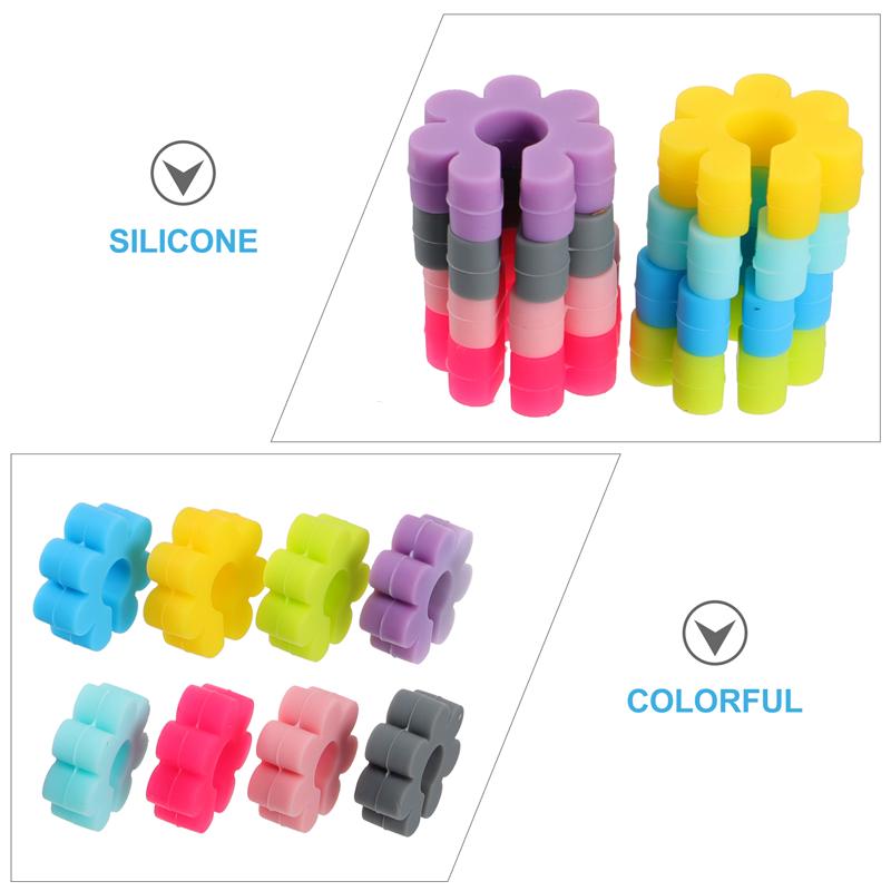 Marqueurs de verre à vin en Silicone en forme de fleur, 8 pièces, breloques en verre à vin, pour Bar de cuisine, couleurs assorties